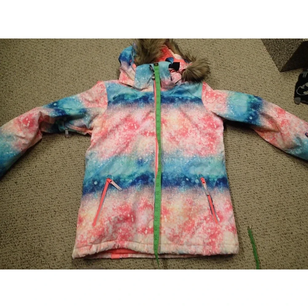 Roxy American Pie Girl Jacket Girls XL 14 Pink Blue Excellent DryFlight 10K Hood